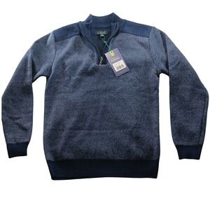 Studio Ferera Mens Blue Quarter Zip Sweater SF1830 Marl Knit Pullover Size M NEW